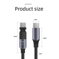 Câble USB C vers C rotatif à 180 degrés, charge rapide PD 60W, câble de données LED Type C, 1,2 m 2 m, câble de charge USB C tressé en nylon