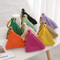 Bolso de playa de macramé de ganchillo vintage con borlas, bolso con cordón de algodón para mujer, bolsos de mano tejidos para mujer, monederos de mano