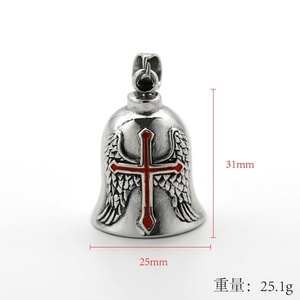 Nouveau Pendentif Moto Vintage Viking Punk en Acier Inoxydable, Cloche de Jésus, Cloche de Gardien, Cloche d'Exorciste, Cloches Gremlin, Logo Personnalisé 2026 - Product Image 3