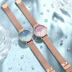 Reloj de Pulsera de Cuarzo para Mujer, Modelo 2563, de Lujo, con Esfera de Color Degradado, Resistente al Agua 3BAR, Aleación de Acero Inoxidable, Logotipo Personalizable, Clásico - Product Image 2