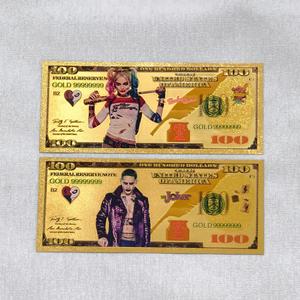Billet de banque de collection Suicide <span class=keywords><strong>Squad</strong></span> Joker Harley Quinn en feuille d'or – Cadeau souvenir pour fans - Product Image 1