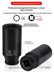 Jeu de douilles à chocs robustes de 25 pièces avec douilles hexagonales Torx épaisses et allongées dans un coffret en plastique pour la réparation automobile - Product Image 3