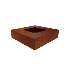 GNEE Corten Steel Precio bajo Color oxidado Rectángulo Fire Pit Grande al aire libre Heavy Wood Burning Fire Pit con Fire Poker Stick - Product Image 1