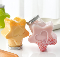 Bouteilles de boisson en plastique jetables, gobelets à jus créatifs à large ouverture avec couvercles, gobelets à thé au lait scellés, pots étoilés