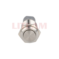 Interruptor de Botón Pulsador de Acero Inoxidable de 16-30 mm, Momentáneo y con Retención, Impermeable y a Prueba de Polvo, 1NO+1NC, con Anillo LED