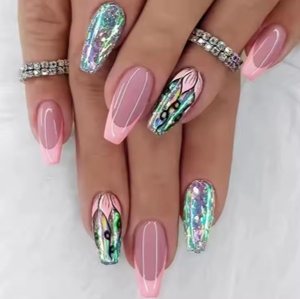 <span class=keywords><strong>Uñas</strong></span> postizas cuadradas <span class=keywords><strong>negras</strong></span> y doradas al por mayor, diseños de <span class=keywords><strong>uñas</strong></span> acrílicas brillantes <span class=keywords><strong>con</strong></span> lentejuelas - Product Image 3