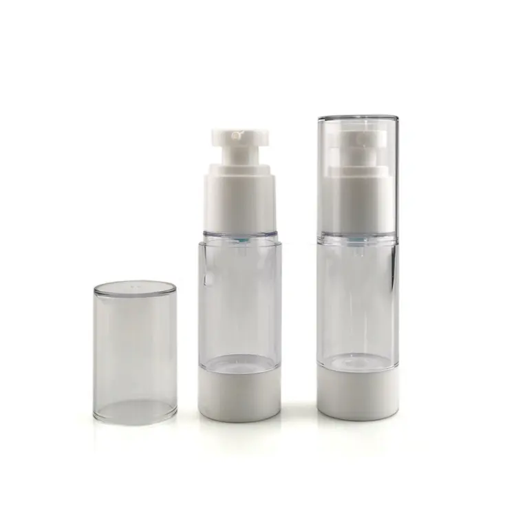50ml 100ml 150ml pp twist up ricaricabile sottovuoto cosmetico bianco personalizzato airless doppia parete bottiglia di plastica