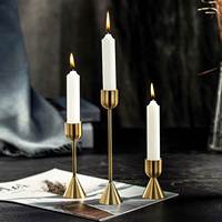 Lot de 3 bougeoirs coniques en métal doré, écologiques, durables, portables, avec impression typographique, pour centre de table de mariage