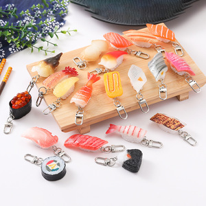 Porte-clés de <span class=keywords><strong>cuisine</strong></span> japonaise de simulation, réaliste 3D, Kawaii, avec thèmes saumon, sushi, poisson, crevettes, créatif - Product Image 3