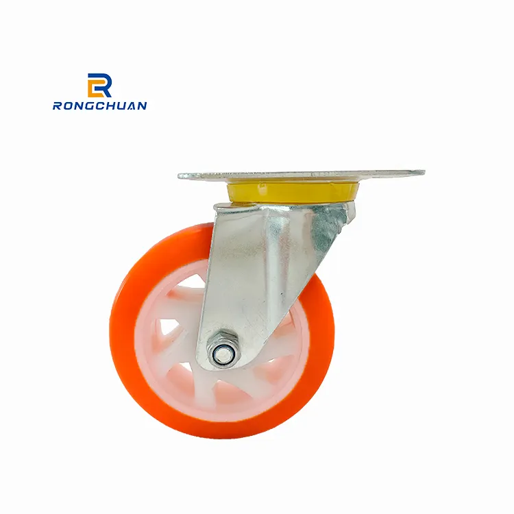 כדור כפול נושאות מסתובב גלגלית גלגל 6IN 150MM כתום PVC/PU התעשייתי רוטרי עגלת גלגלית