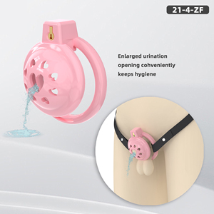 Jolie cage de chasteté rose pour homme, équipement de bondage du pénis, cage à pénis, jouets pour adultes avec verrou invisible, jouets sexuels BDSM pour hommes - Product Image 3
