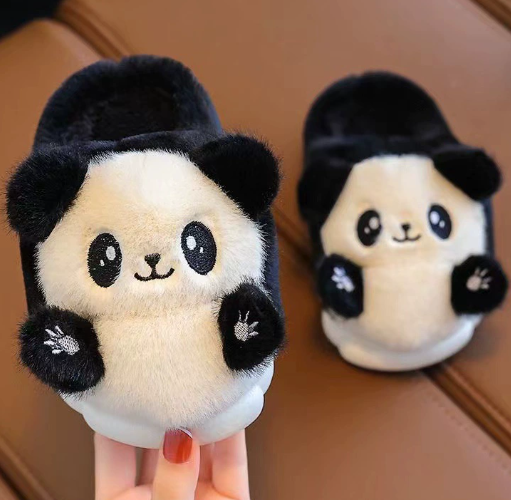 Cute Fluffy Durable Comfortable Panda Cartoon Plush Upper Anti-Slippery Fashionable Soft Home Slip on Cozy Winter Warm Slippers