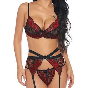 Nuevo sujetador sexy con encaje de pestañas para mujer, lencería transparente, conjunto erótico seductor con cuello halter en V profundo, importado de comercio exterior. - Product Image 4