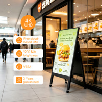 Garansi 3 Tahun 32-75 Inci 1200 Nits LCD Digital Signage Komersial Cina, Papan Menu Dalam Ruangan untuk Restoran & Toko Ritel