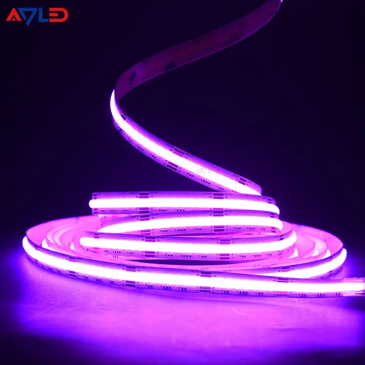 คุณภาพสูง IP67 กันน้ําแอดเดรส RGB Cob ไฟ LED Strip 12V 24V ยืดหยุ่น Cob RGB Led Strip ไฟ LED ผ้าม่าน RGB