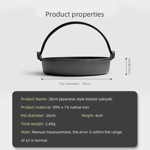 Casserole en <span class=keywords><strong>fonte</strong></span> Bonheur Pot extérieur Sukiyaki Pan Pot en fer forgé Melting Pot avec <span class=keywords><strong>couvercle</strong></span> en bois - Product Image 6