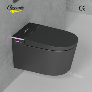 Modern Black Wall-Hung Smart Toilet Remote Control Seat Heating P-trap Ceramic Intelligent Bidet Commode for Hotels Apartments H - Product Image 2