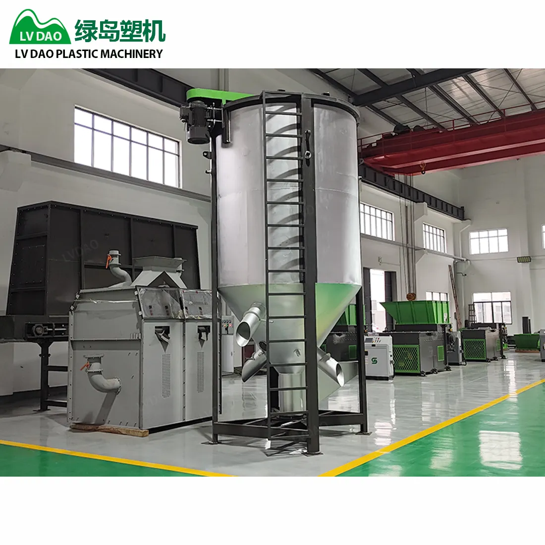 Lvdao screw feeder industrial plastic resin pp pe pvc pellet and powder rotary type vertical silo mixer