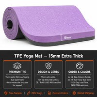 Tapete de Yoga TPE de 15 mm, Extra Grueso y Ancho (90 cm), Antideslizante, para Ejercicio, Fitness, Gimnasio, Ecológico, Amortiguador, Absorción de Impactos, Personalizado, Venta al Por Mayor