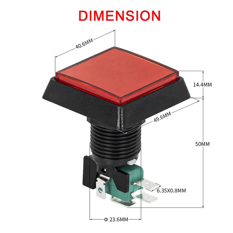 Wenzhou Push Button Switch Electrical Big Square Arcade Lanboo Push Button Arkade Switch 15 Amp With Multiple Led Color