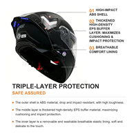 Casque de moto modulaire OEM à visière relevable avec éclairage LED, certifié DOT, équipement de protection pour moto, casque moto, casco de moto