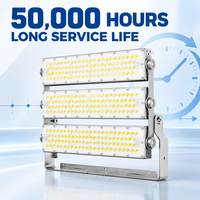 Lampu Sorot LED Tiga Kepala Dapat Diputar 750W 900W untuk Penerangan Proyek Luar Ruangan Tugas Berat Industri, Pelabuhan, dan Pabrik