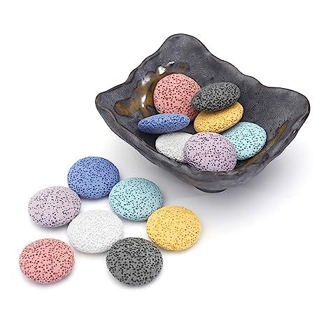 Lava Rock Stone Aromatherapy Essential Oil Diffuser Square Ceramic Fragrance Perfume Ware Bowl with Round Shape Lava Stone Beads