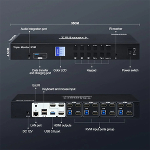 TESmart 4 Port Triple <strong>Monitor</strong> KVM <strong>Switch</strong> HDMI 4K60Hz with USB 3.0 Hub, Headset, Audio&amp;Microphone KVM Switcher - Product Image 2