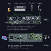 Interface audio USB à bon prix pour l'enregistrement, prend en charge les microphones 48V, interface de mixage audio stéréo pour la diffusion en direct