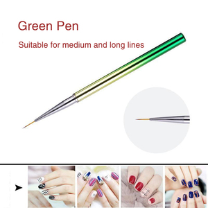 Lot de 3 pinceaux à ligne fine colorés pour nail art, en nylon et plastique, avec manche en bois et manche métallique illusion. - Product Image 6
