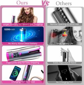 <b>USB</b> Rechargeable LCD Display Cordless Hair Curling Iron Automatic Wireless Rotating Deep Waver Fast <b>Heating</b> for Home Hotel Use - Product Image 4