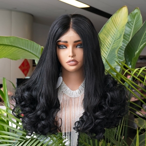 วิกผมลอนดอกไม้แบบปิดหน้าผาก 5*5  วิกผมบ๊อบสีดำธรรมชาติ  <span class=keywords><strong>ผม</strong></span>แท้เรมี่ 50%  วิกผมบ๊อบเด้งดึ๋งสำหรับผู้หญิง วิกผมผสมใยสังเคราะห์และผมแท้ - Product Image 3