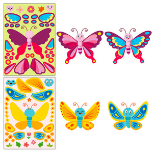Paquete de 6 Hojas de Pegatinas Adhesivas de Mariposas de Dibujos Animados, Pegatinas de Rompecabezas Coloridas para Niños, Juego de Pegatinas de Papel Duraderas - Product Image 2