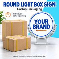 360 °   Boîte à lumière LED circulaire rotative personnalisée en acrylique pour publicité, signalétique extérieure, boîte à lumière LED extérieure