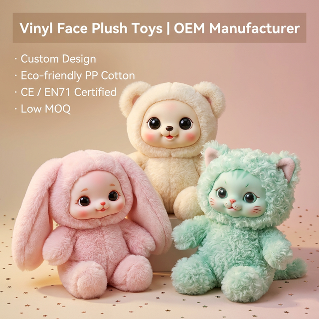 Custom Vinyl Face Plush Toy Cute Kawaii Stuffed Animal Anime Doll Mystery Blind Box OEM Wholesale Manufacturer CE EN71