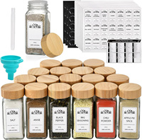 Ensemble de pots à épices en verre de 4 oz, 12 ou 24 pièces, bouteilles de rangement de cuisine avec couvercle en bambou et aluminium A888