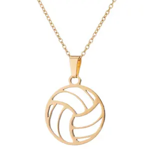 Cross-border sports accessories Men's and women's volleyball pendant stainless steel necklace