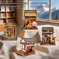 Y-TOP Puzzle 3D en bois de style japonais, insert de bibliothèque miniature DIY avec pièces mobiles pour adultes, modèle maison mécanique