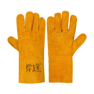 Welding <b>Gloves</b> Cowhide <b>Long</b> Sleeve Heat Resistant For Welders - Product Image 1