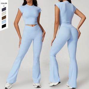 2024 nuovo Set da Yoga aderente e ad asciugatura rapida da corsa sportivo manica corta Set Beauty Back abbigliamento Fitness da donna - Product Image 1