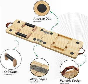 Kit de planche à pompes en <span class=keywords><strong>bois</strong></span> massif avec barre de Pilates, ensembles de bandes de résistance et poignées, supports à pompes pliables multifonctions - Product Image 2
