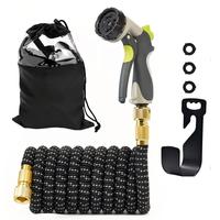 Tuyau d'arrosage extensible en latex avec 10 modes de pulvérisation réglables, tuyau d'eau flexible 3X extensible pour jardin et lavage de voiture