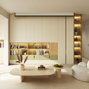 Système de stockage mural en bois pour meuble TV avec nouveau <span class=keywords><strong>concept</strong></span> de design pour projecteur laser et organisation d'appareils multimédias - Product Image 5