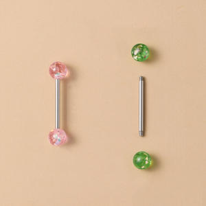 Bola Acrílica de Acero Inoxidable para Mujer, Perno de <span class=keywords><strong>Lengua</strong></span>, 14G, Perno de Moda, Ópalo, Acrílico Brillante, Joyería para <span class=keywords><strong>Piercing</strong></span> - Product Image 3