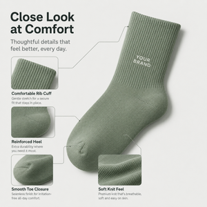 Custom Men's Solid Color Business Casual Socks Anti-Smell Four Seasons Breathable Boneless Middle <b>Tube</b> Crew Socks - Product Image 2