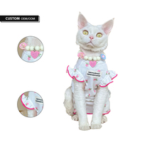 Fabrik Großhandel Katze T-Shirt Sommer kompakte atmungsaktive kleine mittlere Katze Kleid Rüschen ärmel weiße Spitze für das chinesische Neujahr
