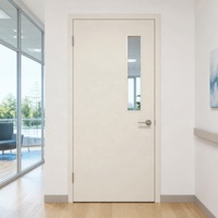 Porte battante de cabinet médical blanc ivoire avec fenêtre en verre, porte de salle de consultation pour bâtiment de santé