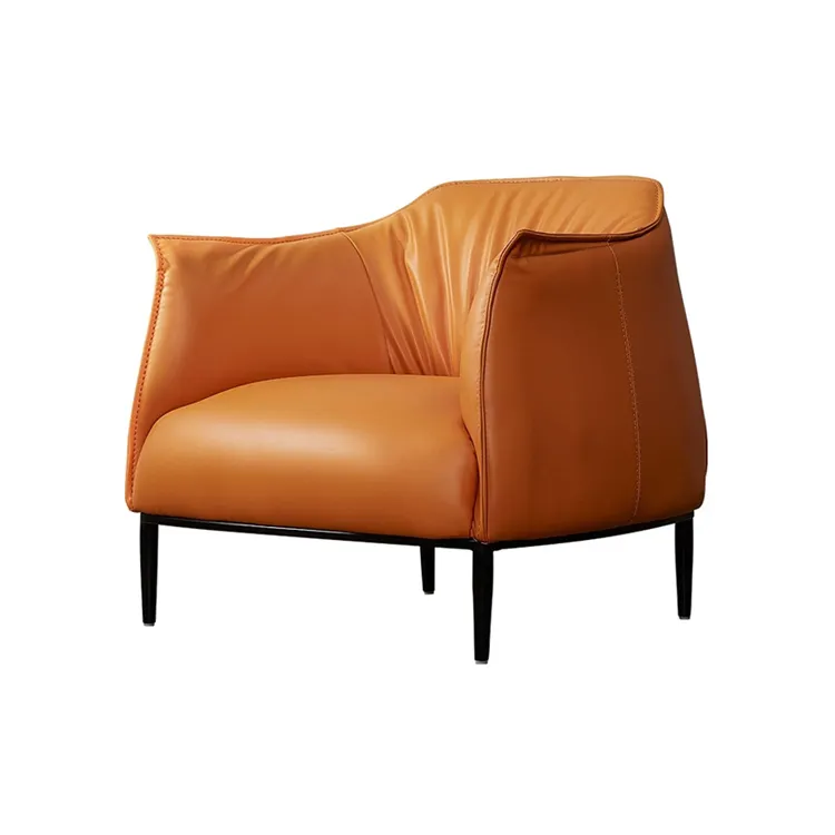 Sofa kulit minimalis modern, cahaya modern orang tunggal gaya Italia kursi tunggal Nordik kursi santai