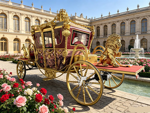 Elegante Carruaje Eléctrico Estilo Cenicienta, Nuevo Diseño, Escultura para Bodas, Transporte Especial Exclusivo con Caballos - Product Image 1