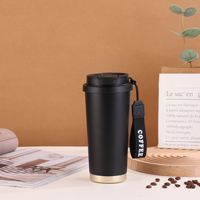 Mug à café isotherme portable en acier inoxydable 550 ml avec paille et poignée, double ouverture, personnalisable couleur/logo